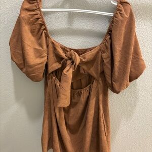 NWT - Francesca's Faux Corduroy Brown Dress